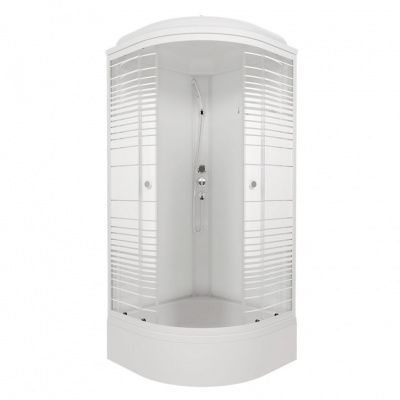 Угловая душевая кабина Тритон Полосы 100*100 В средний поддон, сифон D50 клик клак