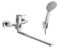 Смеситель для ванны Сантек Форт WH5A12004C001, длинный излив, с аксессуарами, хром