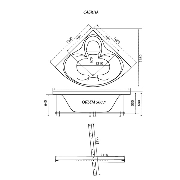 Угловая акриловая ванна Тритон Сабина 160х160