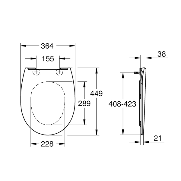 Сиденье Grohe Bau Ceramic 39923000 с микролифтом, тонкое, быстросъемное