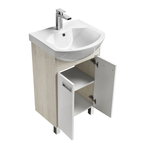 Тумба-умывальник Акватон Бекка 50 белый/дуб сомерсет 1A210801BAC20 с раковиной Смайл-50