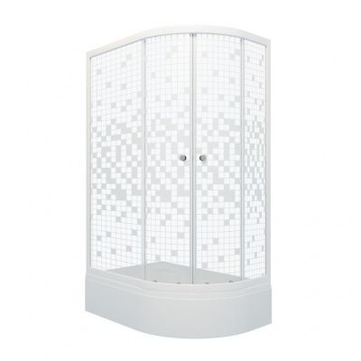 Душевое ограждение Тритон Коралл 120*80 В левый угол, средний поддон, стекло мозаика, сифон D50