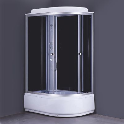 Душевая кабина Comforty 302L NEW левый угол, серое стекло, заднее черное стекло, 1200*800*2150