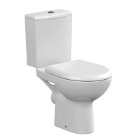 Безободковый унитаз-компакт Cersanit Натур, горизонтальный выпуск, сиденье дюропласт с микролифтом, быстросъемное, двухрежимная арматура