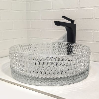 Круглая стеклянная раковина 40 см Comforty CF21003(400) прозрачное стекло