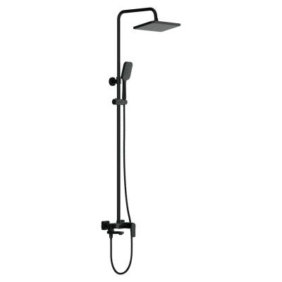 Душевая система с поворотным изливом Cersanit Сити 68395, 1 режим, шланг 150 мм металл, чёрный