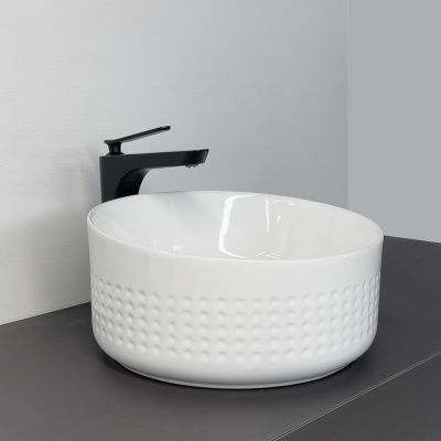 Накладная круглая раковина с высоким скошенным бортом Comforty HDA088A фарфор, белая