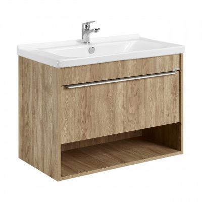 Тумба-умывальник Акватон Хоуп 80 Орех с раковиной Миранда 80 1A2873K0HP6C0