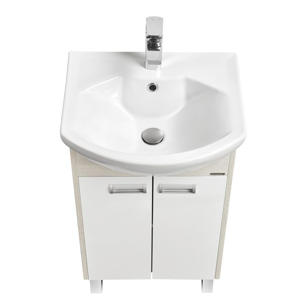 Тумба-умывальник Акватон Бекка 50 белый/дуб сомерсет 1A210801BAC20 с раковиной Смайл-50