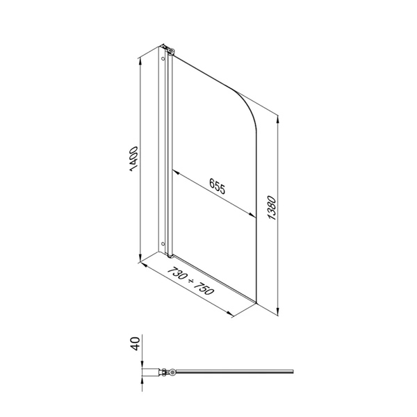 Штора на ванну Тритон Соло 75х140 хром Штора на ванну Тритон Соло 75х140 хром