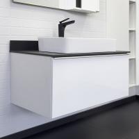 Тумба-умывальник Comforty Милан-90 белая со столешницей Калакатта Блэк с раковиной Comforty 78189