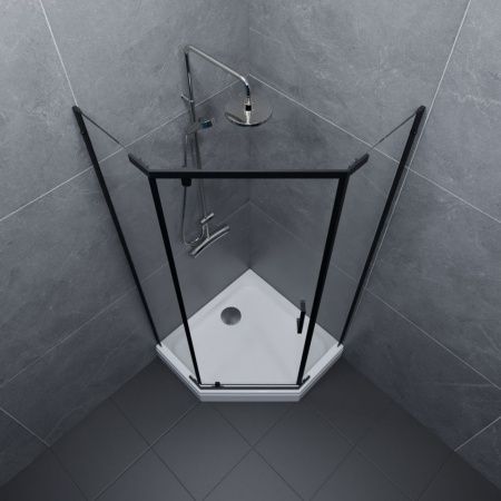 Душевое ограждение Тритон Дека-Блэк 90х90, пятиугольное, низкий поддон, сифон D90 мм