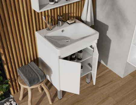 Тумба-умывальник Акватон Сканди Doors 55  Белый матовый/Белый глянец 1A278801SD010 с Адриана-55