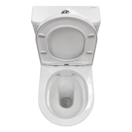 Безободковый унитаз-компакт Comforty CF41273S2 универсальный выпуск, двухрежимный, сиденье дюропласт с микролифтом