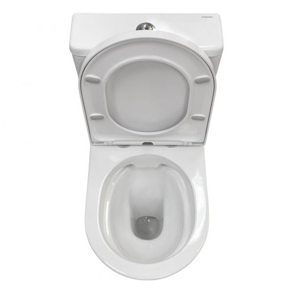 Безободковый унитаз-компакт Comforty CF41273S2 универсальный выпуск, двухрежимный, сиденье дюропласт с микролифтом
