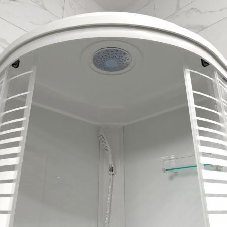 Угловая душевая кабина 100х100 Тритон Полосы, низкий поддон, сифон D90 мм