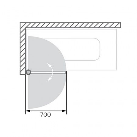 Стеклянная шторка на борт ванны Comforty 28CR прозрачное стекло, профиль хром, 700*1400 мм