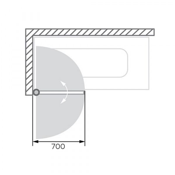 Стеклянная шторка на борт ванны Comforty 28CR прозрачное стекло, профиль хром, 700*1400 мм