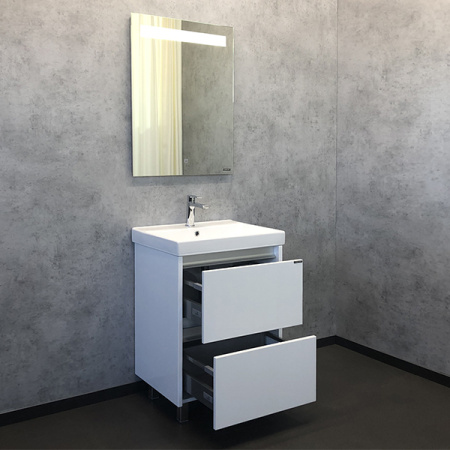 Comforty. Тумба-умывальник "Дублин-60" белый глянец с раковиной Comforty 8056