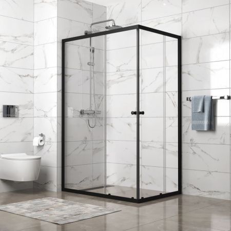 Душевое ограждение Domani-Spa Cube V128 1200*800*1900, без поддона, прозрачное стекло, Black accents