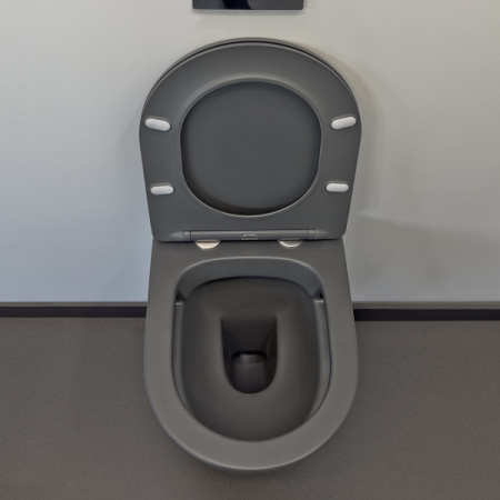 Унитаз подвесной COMFORTY 105MDH безободковый графит матовый, сиденье дюропласт softclose тонкое, быстросъёмное