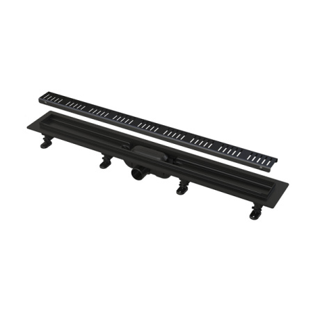 Водоотводящий желоб с порогами для перфорированной решетки AlcaPlast APZ10BLACK-650M Simple