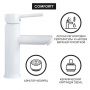 Comforty. Смеситель для раковины, картридж 35 мм, белый, FC018A-CKBT