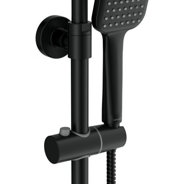 Душевая система с поворотным изливом Cersanit Сити 68395, 1 режим, шланг 150 мм металл, чёрный