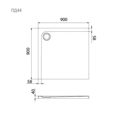 Поддон душевой квадратный тонкий Тритон ПД44 90х90, Щ0000076053