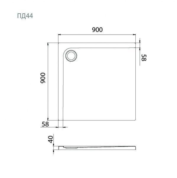 Поддон душевой квадратный тонкий Тритон ПД44 90х90, Щ0000076053