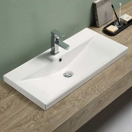 Широкая мебельная раковина 100 см Comforty 9696-100 накладная, прямоугольная чаша