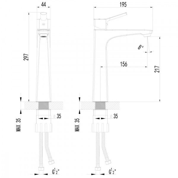 Смеситель для раковины высокий AWP Shira S0509C хром
