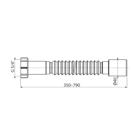 AlcaPlast. Гибкое соединение 5/4"х40 мм, пластик, A730