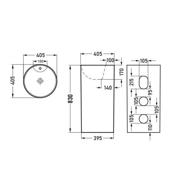 Напольная раковина с постаментом моноблок Comforty CF1233