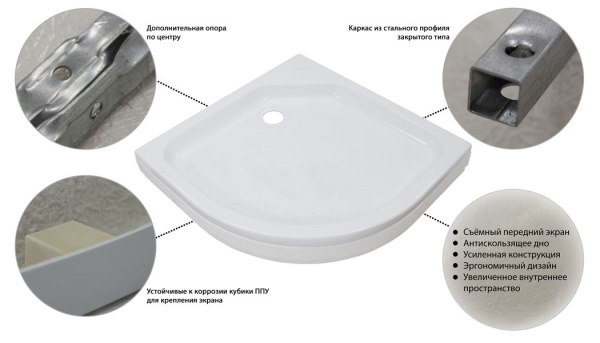 Поддон душевой Тритон ПД2 низкий 1/4 круга 90х90 в комплекте Поддон душевой Тритон ПД2 низкий 1/4 круга 90х90 в комплекте