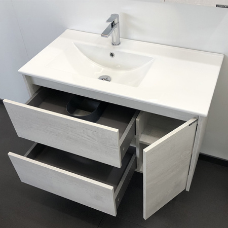 Comforty. Тумба-умывальник "Бремен-90" дуб белый с раковиной Comforty 9090EL