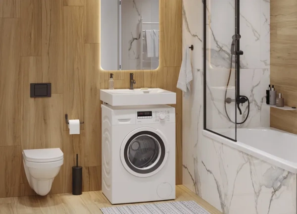 Умывальник на стиральную машину Sanita Luxe Galaxy 60 белый S1 (комплект кронштейнов)