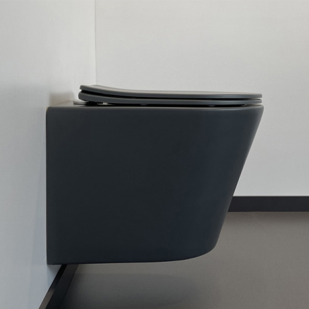 Унитаз подвесной COMFORTY 105MDH безободковый графит матовый, сиденье дюропласт softclose тонкое, быстросъёмное