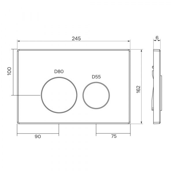 Двухрежимная панель смыва/Клавиша управления для инсталляции Comforty CF5097IST нержавеющая сталь (брашированная сталь)