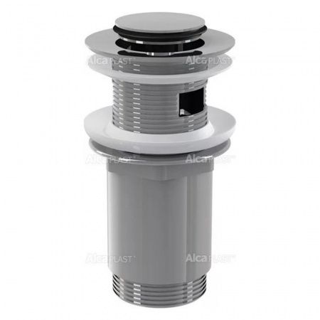Донный клапан для раковин с переливом AlcaPlast A391 механизм click/clack, с малой заглушкой, цельнометаллический