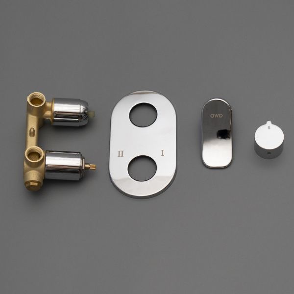 Смеситель для встраиваемых душевых систем с дивертором на 2 режима AWP Teza S0827C без аксессуаров, хром