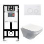 Готовый комплект Comforty 00-00022397CF: инсталляция CF3GT1900-10WH  с белой матовой клавишей + унитаз подвесной 108 безободковый