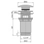 Водослив для умывальника 5/4" AlcaPlast A392C, механизм click/clack, с большой заглушкой, цельнометаллический