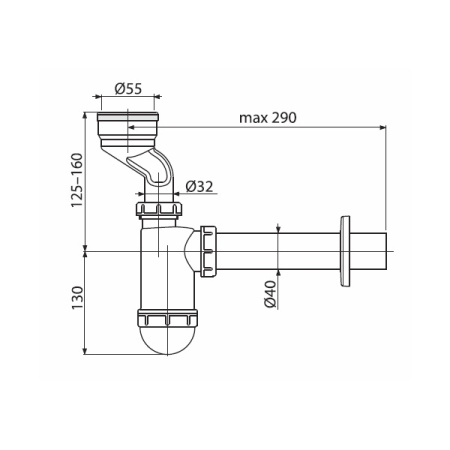 AlcaPlast. Сифон для писсуара с манжетой A45A