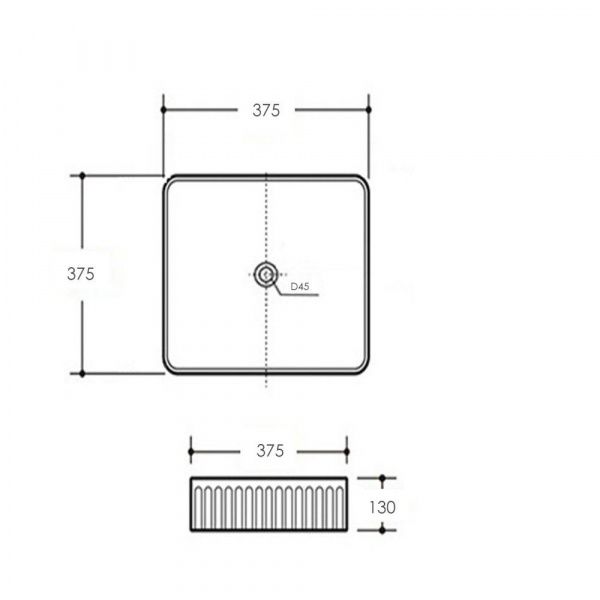 Накладная квадратная раковина для ванной Comforty CF178608X рифленый борт, фарфор