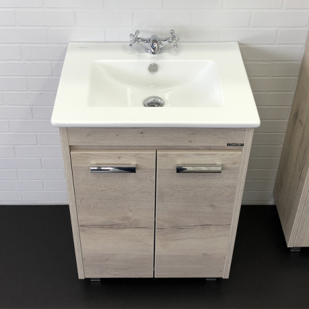 Тумба-умывальник Comforty Марио 60 Дуб дымчатый с раковиной Quadro 60