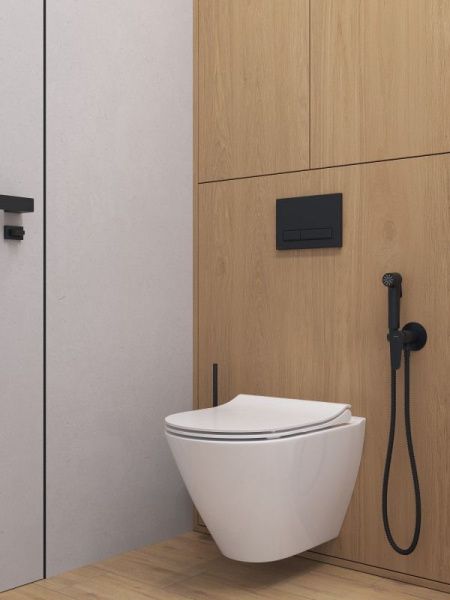 Встраиваемый смеситель с гигиеническим душем Cersanit Lara 68160 чёрный