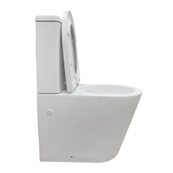 Безободковый унитаз-компакт Comforty CF41273S2 универсальный выпуск, двухрежимный, сиденье дюропласт с микролифтом