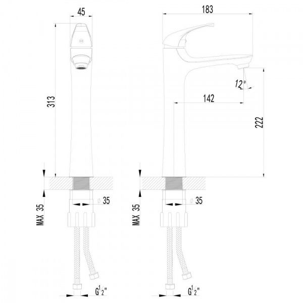 Смеситель для раковины высокий AWP Agura S0709C хром