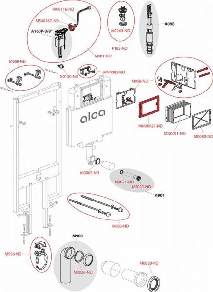 Скрытая система инсталляции для сухой установки AlcaPlast AM1101/1200